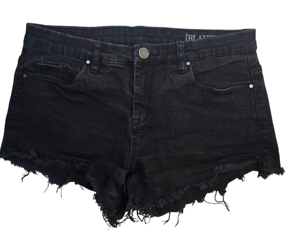 BLANKNYC Black Denim Jean Shorts Womens 27 Mid Rise Cutoff Frayed Hem